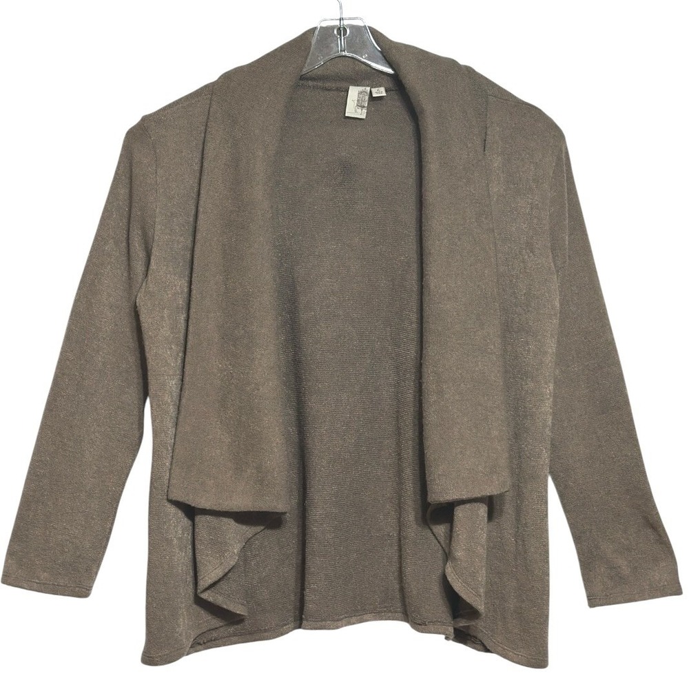 Anthropologie Francesca Birdcage Open Cardigan Women Olive Brown Waterfall L